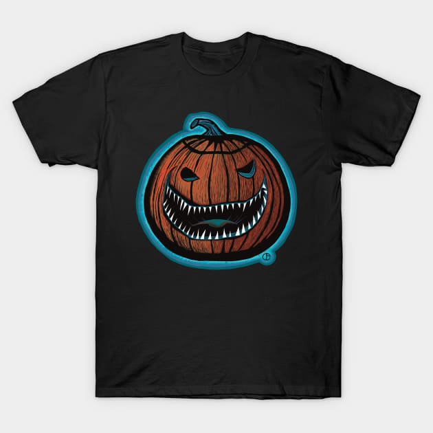 Scary Pumpkin T-Shirt by Art from the Blue Room